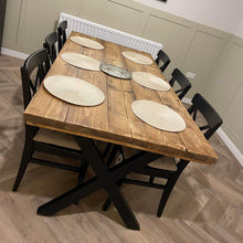 Load image into Gallery viewer, RUSTIC DINING TABLE - EXTRA CHUNKY CROSS FRAME LEGS