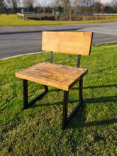 Load image into Gallery viewer, GARDEN RUSTIC BACKED BENCH WITH TRAPEZIUM FRAME LEGS