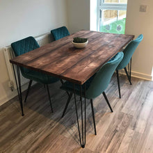 Load image into Gallery viewer, RUSTIC DINING TABLE - HAIRPIN LEGS