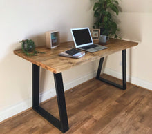 Load image into Gallery viewer, RECLAIMED WOOD DESK - TRAPEZIUM LEGS