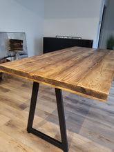 Load image into Gallery viewer, RUSTIC DINING TABLE - TRAPEZIUM LEGS
