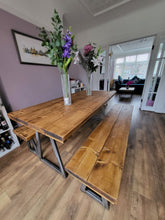 Load image into Gallery viewer, RUSTIC DINING TABLE - TRAPEZIUM LEGS
