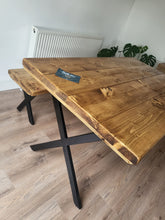 Load image into Gallery viewer, RUSTIC DINING TABLE - CROSS FRAME LEGS
