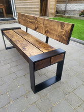 Load image into Gallery viewer, BACKED RAILWAY SLEEPER BENCH - WRAP AROUND LEGS
