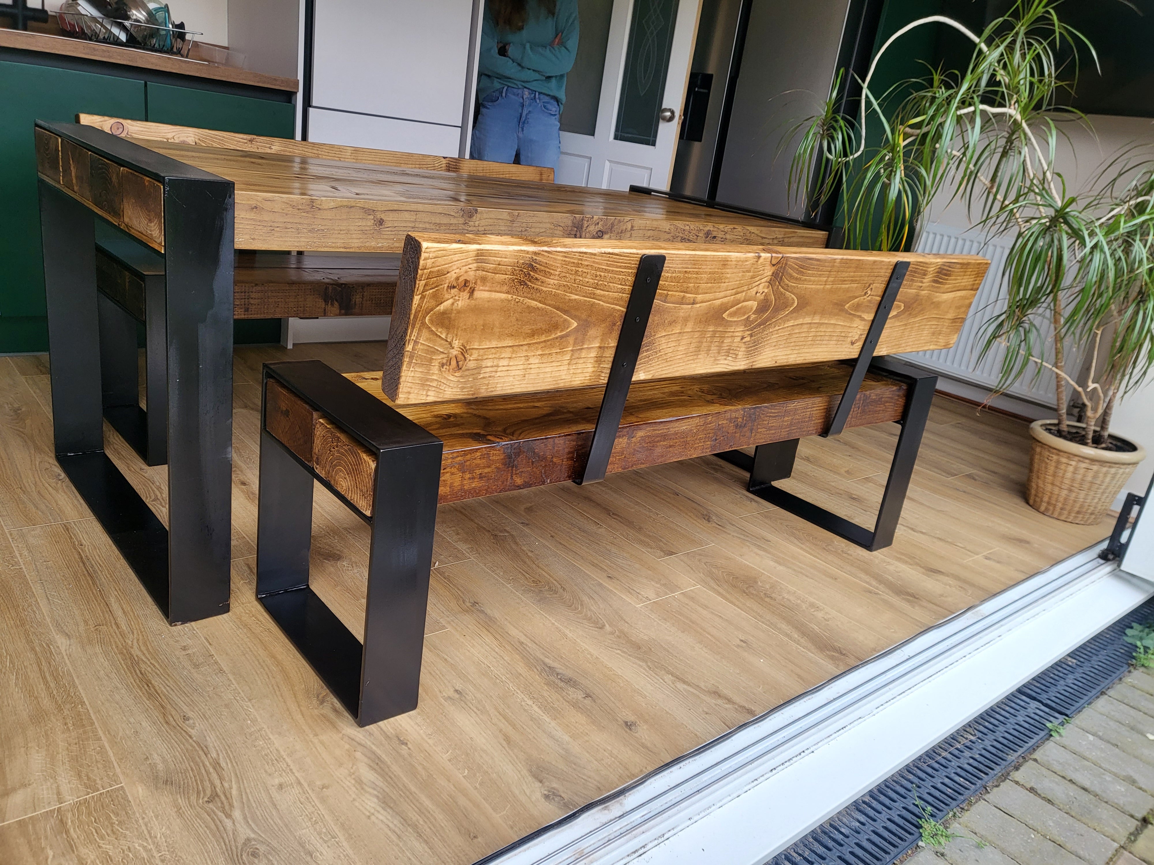 Railway sleeper table online and benches