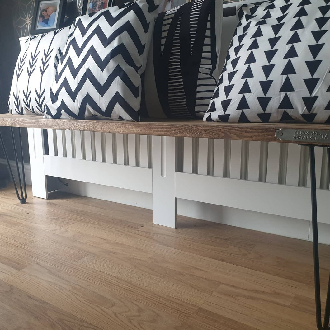 RECLAIMED WOOD BENCH WITH HAIRPIN LEGS