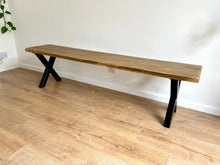 Load image into Gallery viewer, RECLAIMED WOOD BENCH WITH CROSS FRAME LEGS
