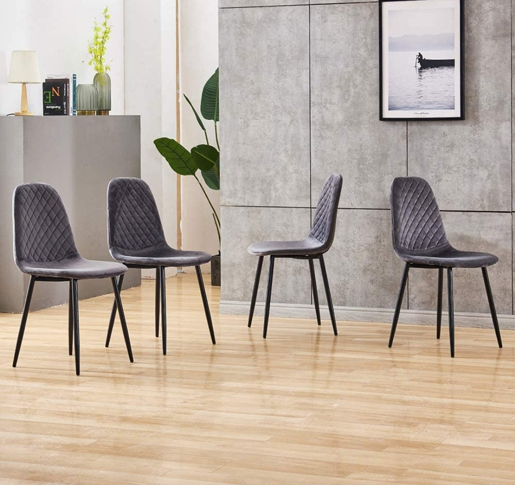 GREY VELVET DINING CHAIRS - SET OF 4